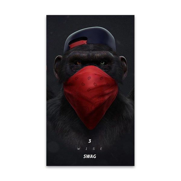 AAVV Painting Poster Canvas Wall Art Pictures Animal Chimps Earphone