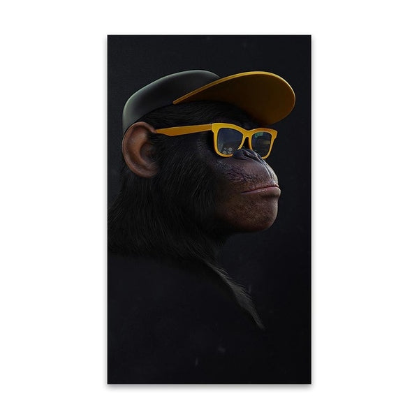 AAVV Painting Poster Canvas Wall Art Pictures Animal Chimps Earphone